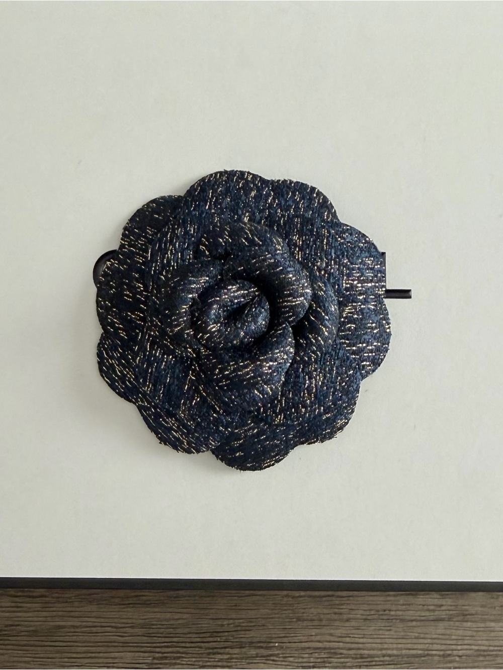 CHANEL Navy and Gold Camellia